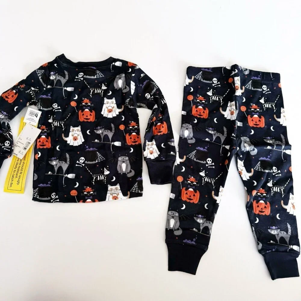 NWT Gymboree kids boys Halloween Cats pajama 12-18 months